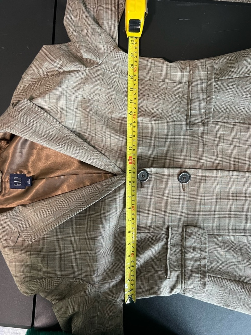 GAP Women's Plaid Two-Button Wool Blend Blazer – Taupe/Brown Size 16 - Picture 7 of 10